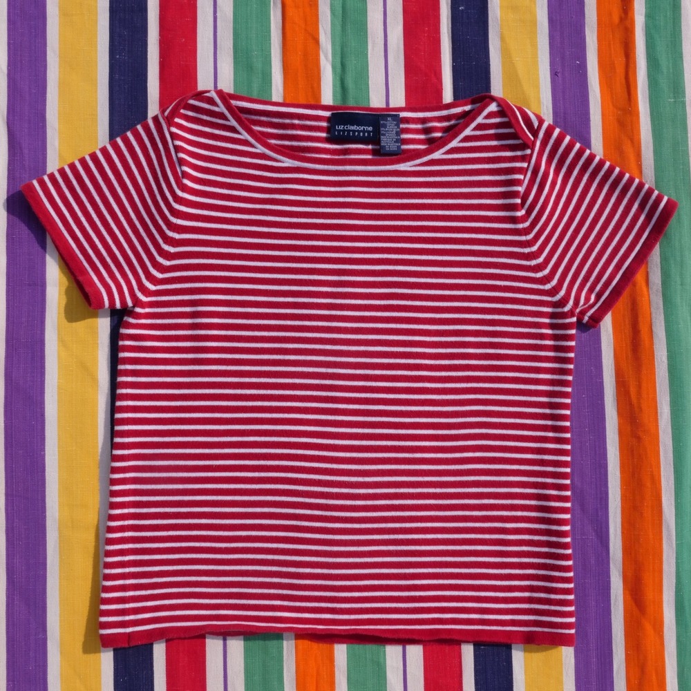 Modern Liz Claiborne Sport 100% cotton striped t-shirt
